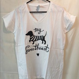 White dachshund sweetheart t-shirt